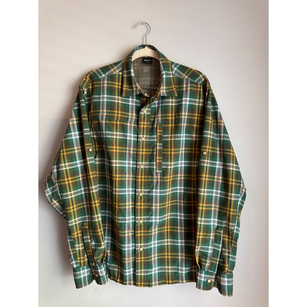 Vertx Mens Plaid Tactical Long Sleeve Shirt Green Yellow Mesh Lined Size M
